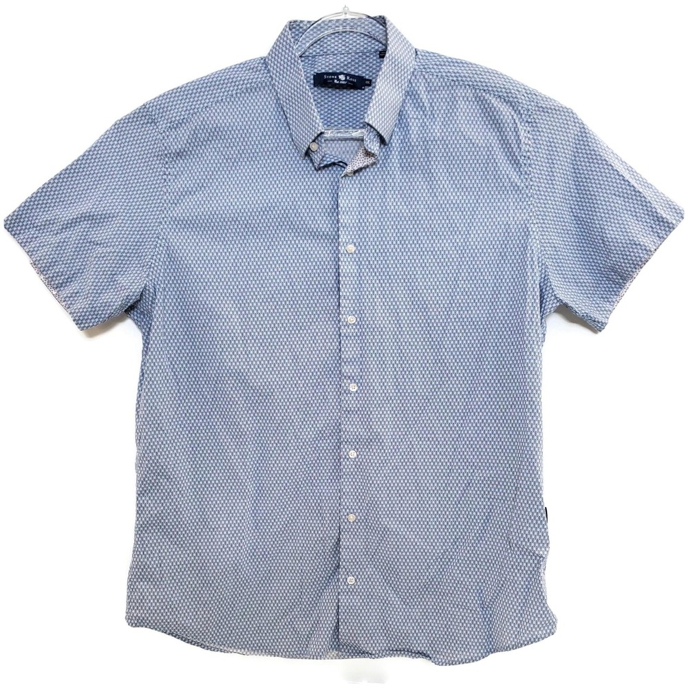 Stone Rose Shirt Mens 2XL Light Blue Short Sleeve Geometric Print TENSSW23-400